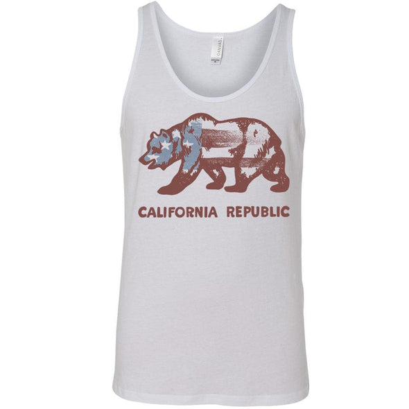 Vintage Stars California Flag White Tank-CA LIMITED