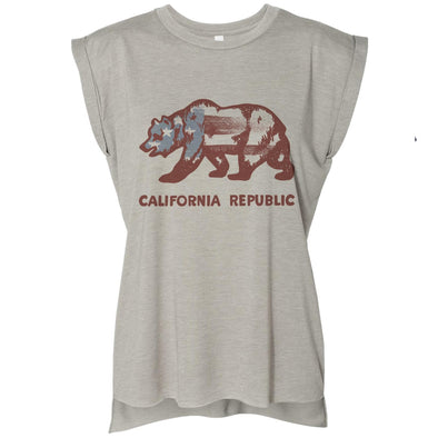 Vintage Stars California Flag rolled tank-CA LIMITED